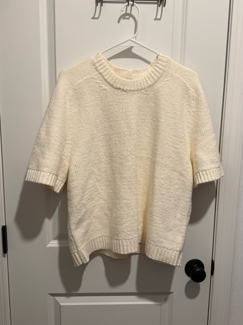 Abercrombie - Cream Short-Sleeve Knit Sweater, XL